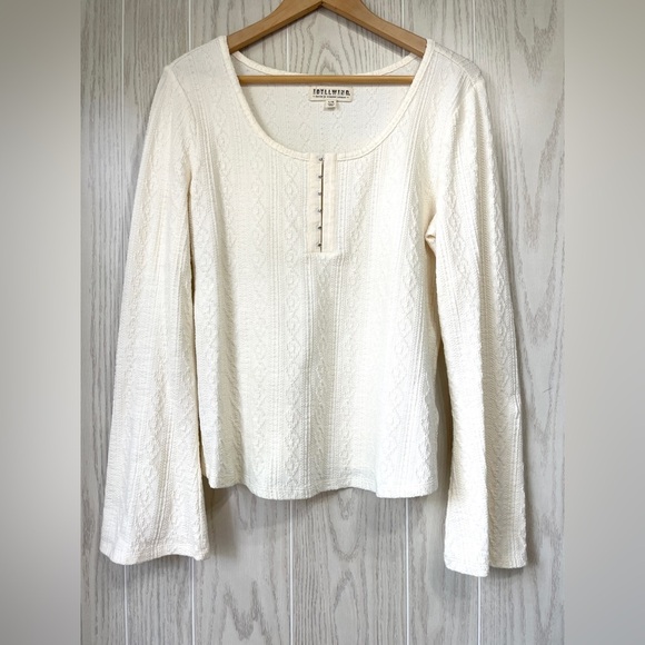 IDYLLWIND WOMEN'S IVORY WADE LONG SLEEVE HENLEY SHIRT Size L NWOT - Picture 5 of 5
